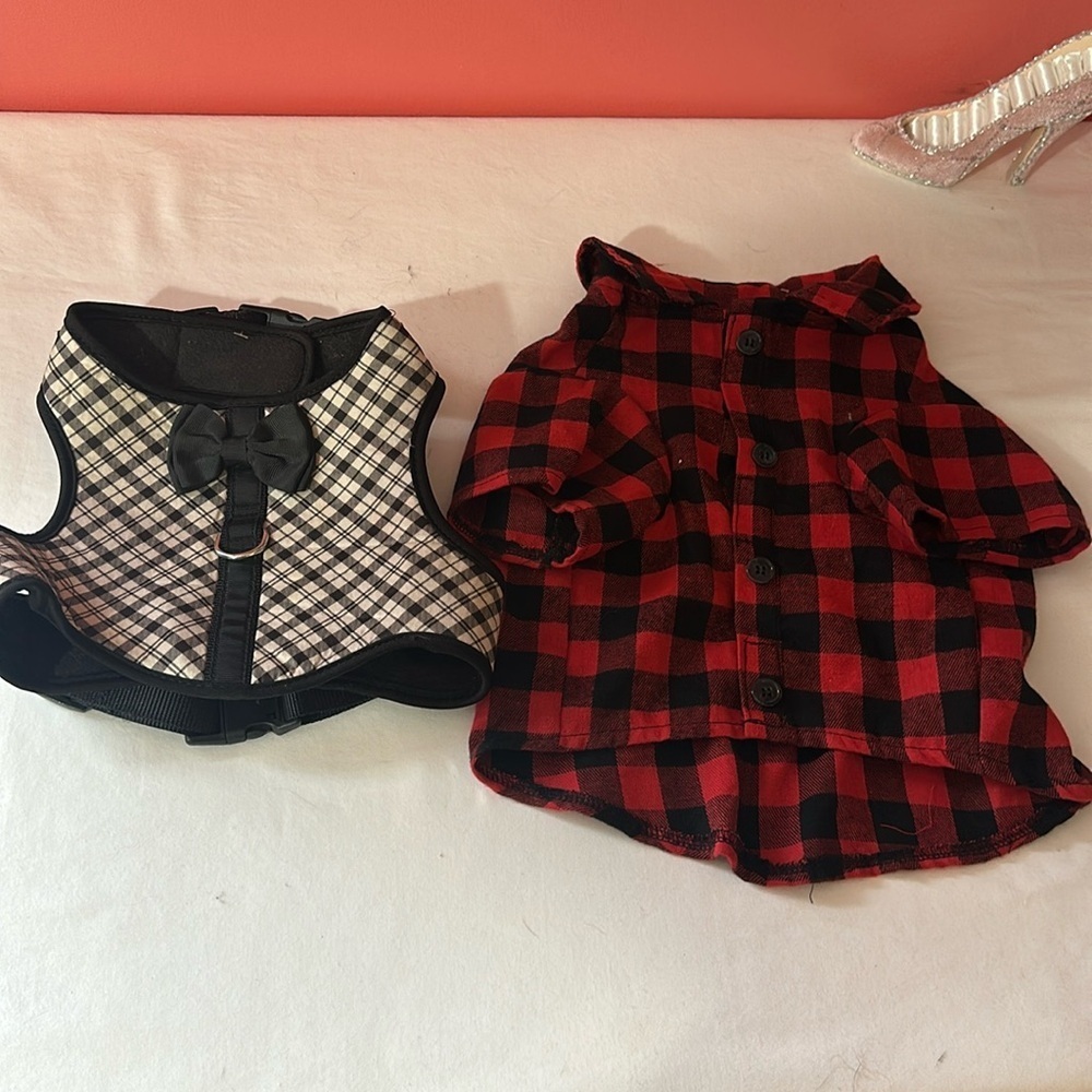 Target Dog plaid shirt and harness bundle size small